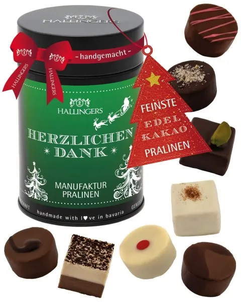 Herzlichen Dank Christmas - Pralinen, ohne Alkohol handmade