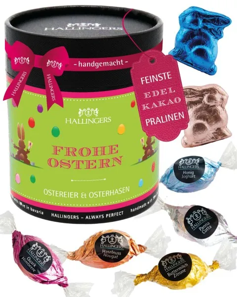 Frohe Ostern Hasenwerkstatt XXL - Pralinen-Osterei, mit & ohne Alkohol