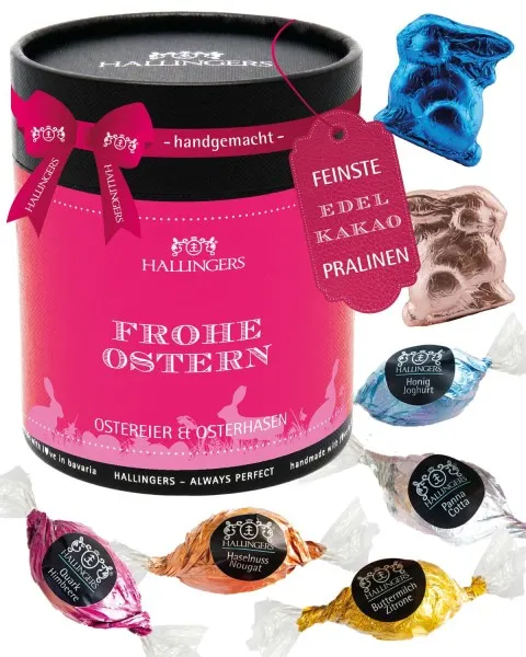 Frohe Ostern - pink XXL - Pralinen-Osterei, mit & ohne Alkohol