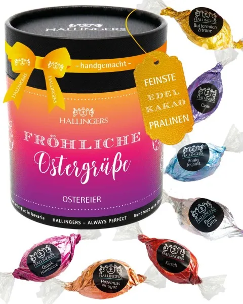 Fröhliche Ostergrüße XXL - Pralinen-Osterei, ohne Alkohol handmade