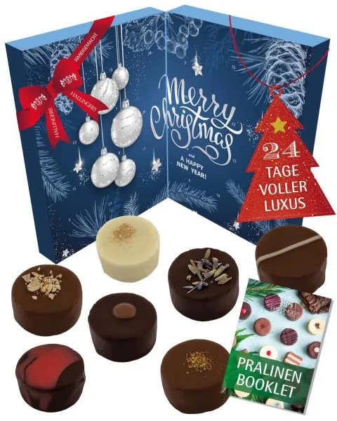 Adventskalender Blue Christmas - Pralinen, mit & ohne Alkohol