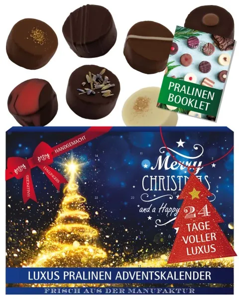 Adventskalender Glitzertanne - Pralinen, mit & ohne Alkohol