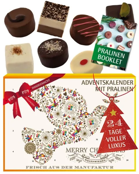 Adventskalender Weltfrieden - Pralinen, ohne Alkohol handmade