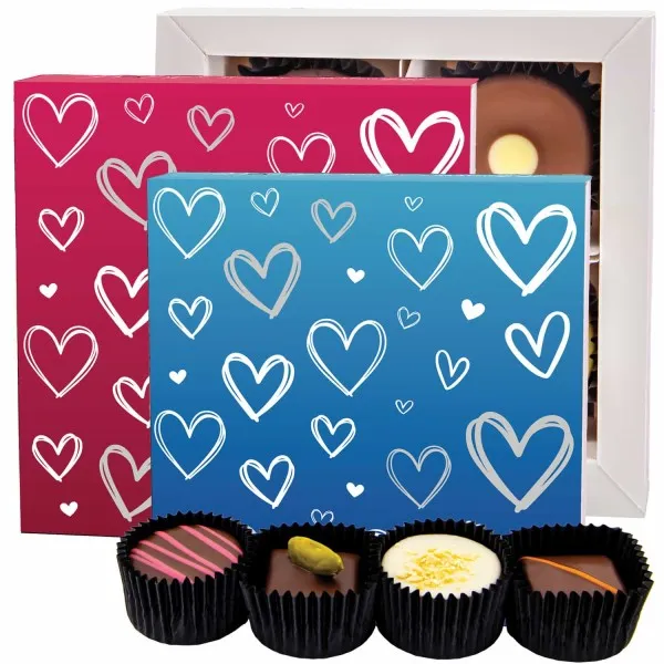 Pink&Blue Hearts 2x - Pralinen, ohne Alkohol handmade