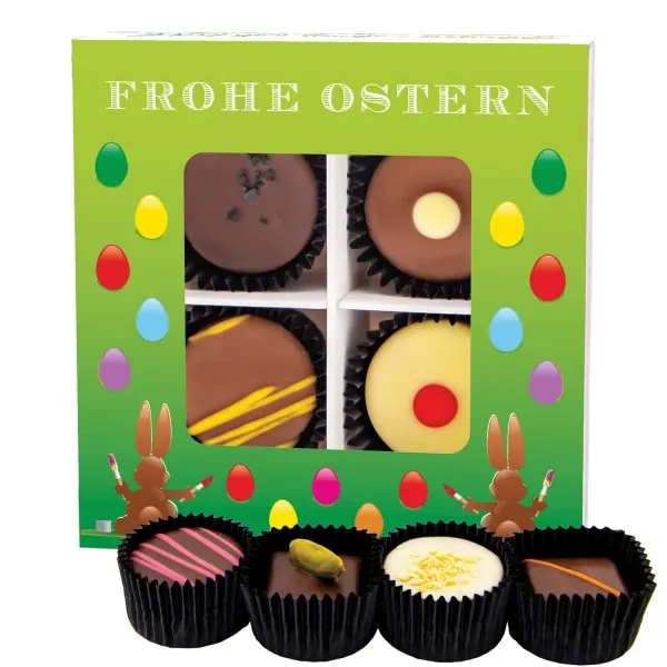 Frohe Ostern grün - Pralinen, mit & ohne Alkohol
