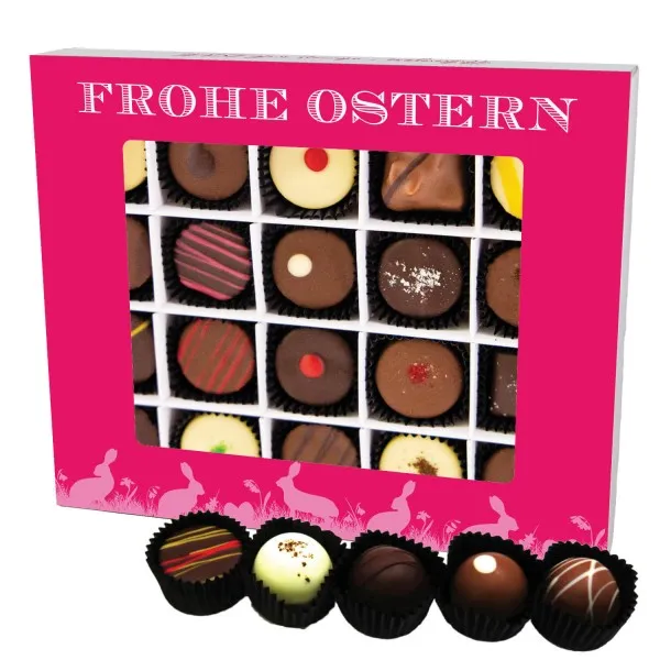 Frohe Ostern pink XL - Pralinen, mit & ohne Alkohol