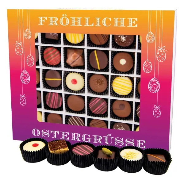 Fröhliche Ostergrüße XXL - Pralinen, ohne Alkohol handmade