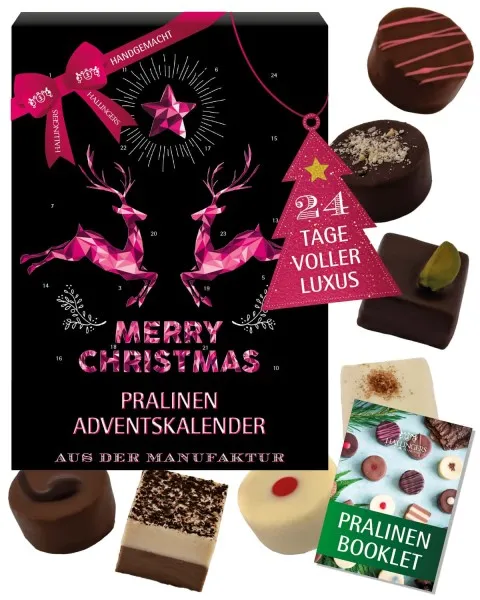 Adventskalender Pinke Elche - Pralinen, ohne Alkohol handmade