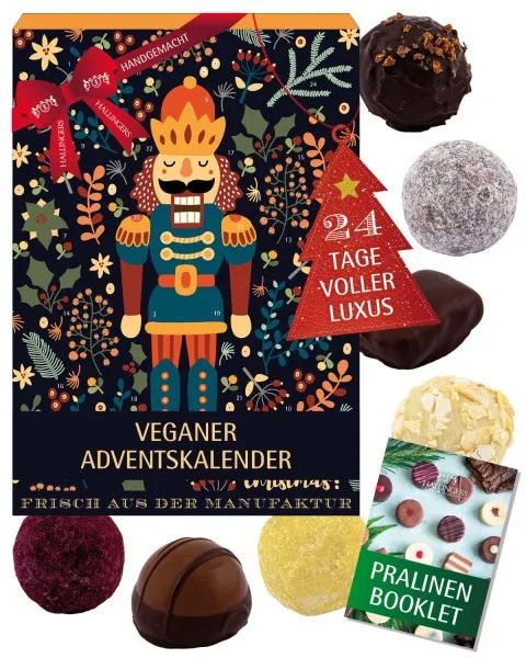 Adventskalender Nussknacker - Vegane Pralinen, mit & ohne Alkohol