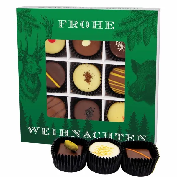 Frohe Weihnachten L - Pralinen, mit & ohne Alkohol