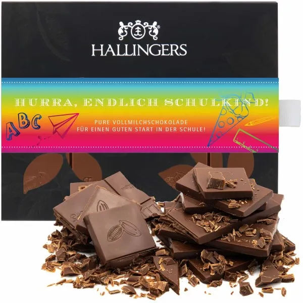 Vollmilch-Tafel Hurra, endlich Schulkind! (Pur) - Schokolade, handmade ohne Alkohol