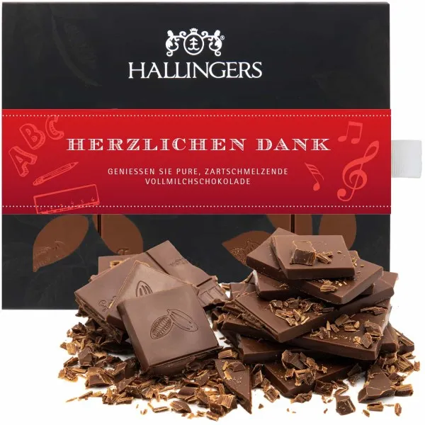 Vollmilch-Tafel Herzlichen Dank Schule (Pur) - Schokolade, handmade ohne Alkohol