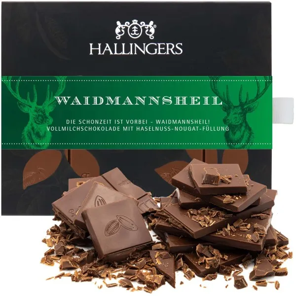 Vollmilch-Tafel Waidmannsheil (Haselnuss) - Schokolade, handmade ohne Alkohol