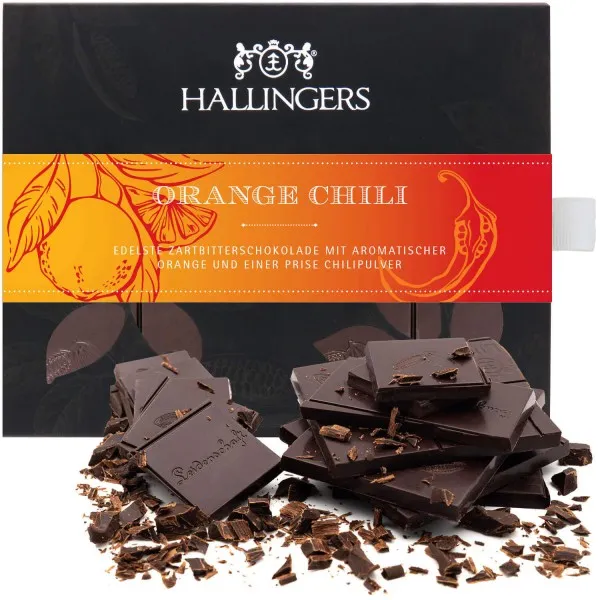 Zartbitter-Tafel Orange-Chili (Orange-Chili) - Vegane Schokolade, handmade ohne Alkohol