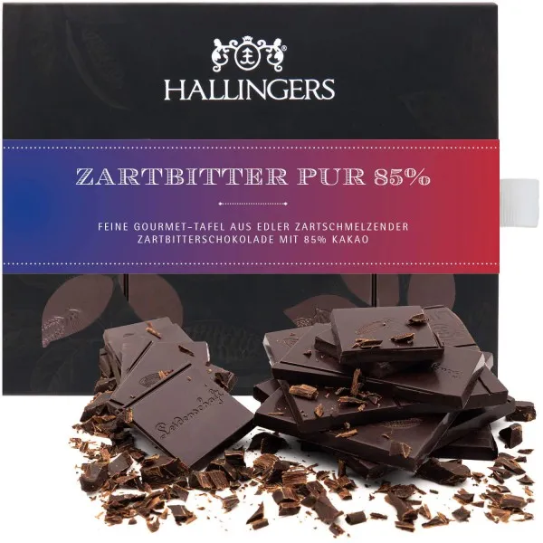 Zartbitter-Tafel Zartbitter Pur 85% (Pur 85%) - Vegane Schokolade, handmade ohne Alkohol