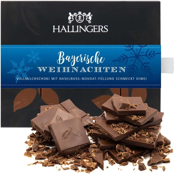 Vollmilch-Tafel Bayerische Weihnachten (Haselnuss) - Schokolade, handmade ohne Alkohol