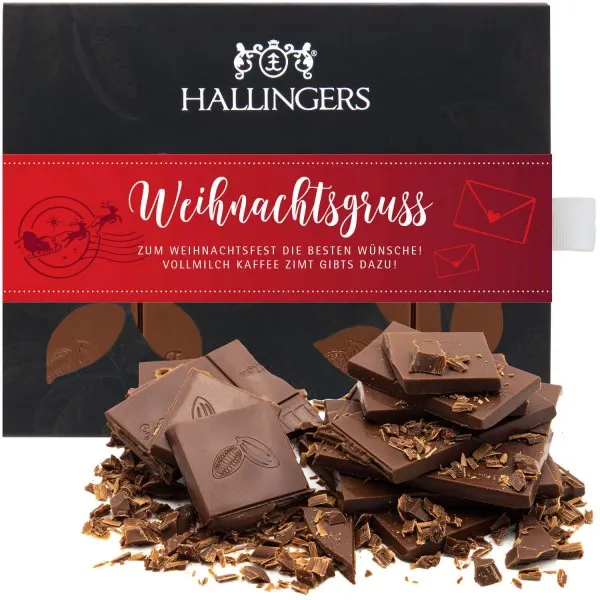 Vollmilch-Tafel Weihnachtsgruß (Kaffee-Zimt) - Schokolade, handmade ohne Alkohol