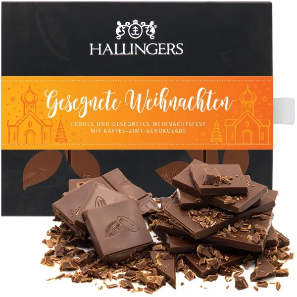 Vollmilch-Tafel Gesegnete Weihnachten (Kaffee-Zimt) - Schokolade, handmade ohne Alkohol