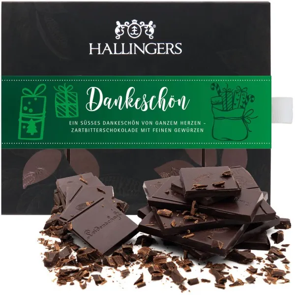Zartbitter-Tafel Dankeschön X Mas (Xms-Gewürz) - Vegane Schokolade, handmade ohne Alkohol
