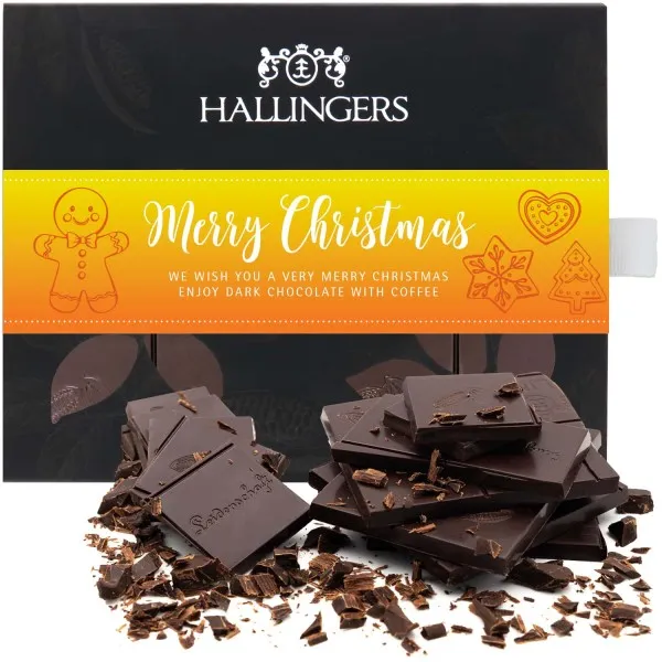 Zartbitter-Tafel Merry Christmas (Kaffee) - Vegane Schokolade, handmade ohne Alkohol