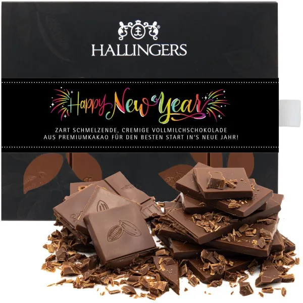 Vollmilch-Tafel Happy New Year Color (Pur) - Schokolade, handmade ohne Alkohol