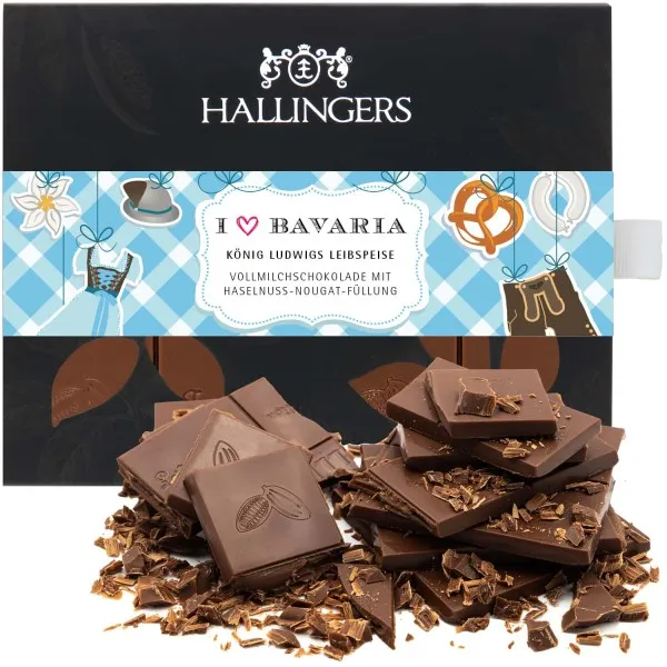 Vollmilch-Tafel I love Bavaria (Haselnuss) - Schokolade, handmade ohne Alkohol