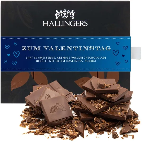 Vollmilch-Tafel Zum Valentinstag - blue (Haselnuss) - Schokolade, handmade ohne Alkohol
