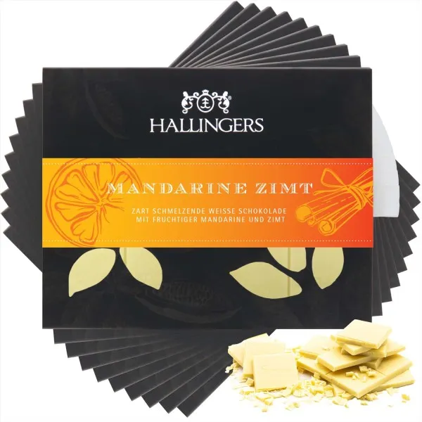10x Weiße Tafel Mandarine-Zimt (Mandarine-Zimt) - Weiße Schokolade, handmade ohne Alkohol