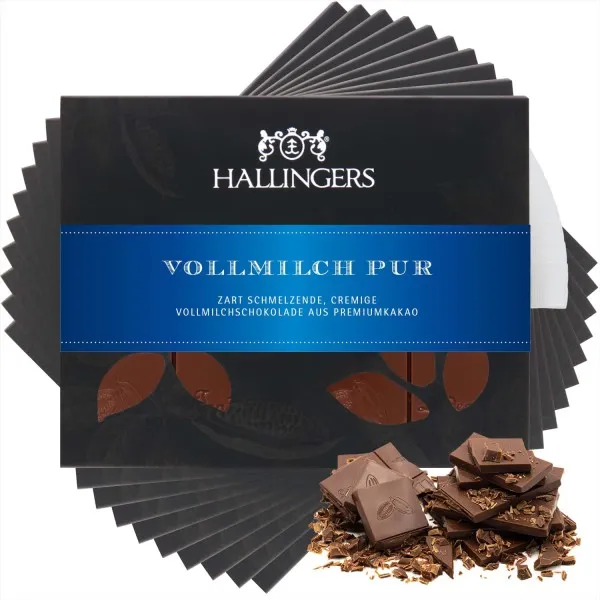 10x Vollmilch-Tafel Pur (Pur) - Schokolade, handmade ohne Alkohol