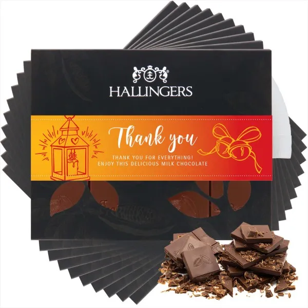 10x Vollmilch-Tafel Thank You (Pur) - Schokolade, handmade ohne Alkohol