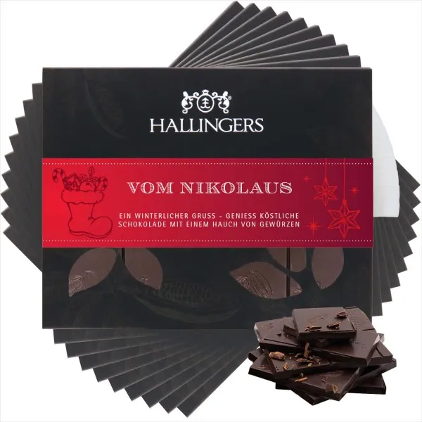 10x Zartbitter-Tafel Vom Nikolaus (Xms-Gewürz) - Vegane Schokolade, handmade ohne Alkohol