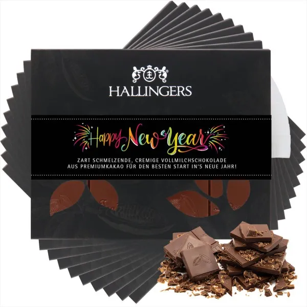 10x Vollmilch-Tafel Happy New Year Color (Pur) - Schokolade, handmade ohne Alkohol