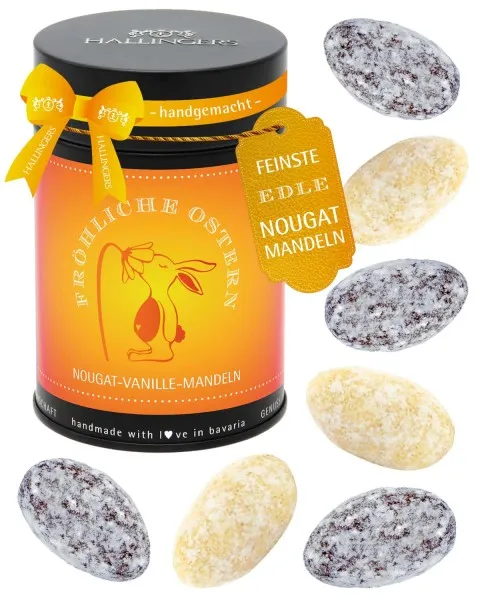 Fröhliche Ostern - Nougat-Mandeln, handmade ohne Alkohol