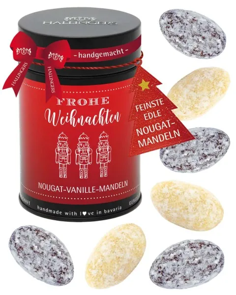 Frohe Weihnachten - Nougat-Mandeln, handmade ohne Alkohol
