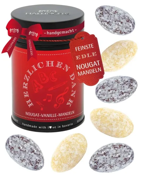 Herzlichen Dank Schule - Nougat-Mandeln, handmade ohne Alkohol