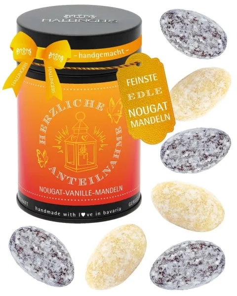 Herzliche Anteilnahme - Nougat-Mandeln, handmade ohne Alkohol