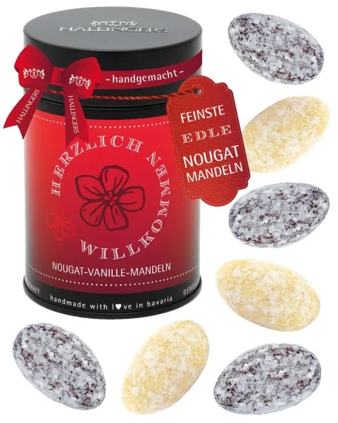 Herzlich willkommen - Nougat-Mandeln, handmade ohne Alkohol