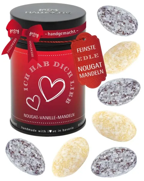 Ich hab Dich lieb - Nougat-Mandeln, handmade ohne Alkohol