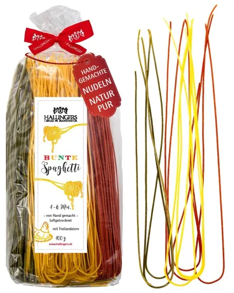 Bunte Spaghetti - Edel-Pasta, aus Hartweizengries