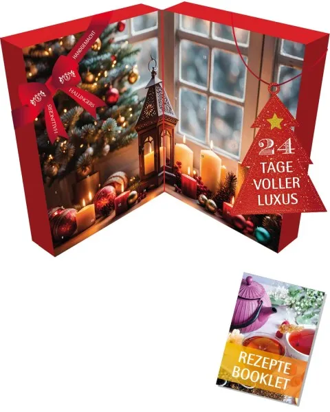Adventskalender Winterzeit XXL - Feinkost-Mix-Set, loser Tee & Likör im Glas