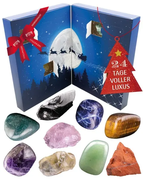 Adventskalender Mondschein - Edelsteine, 12x poliert & 12x natur