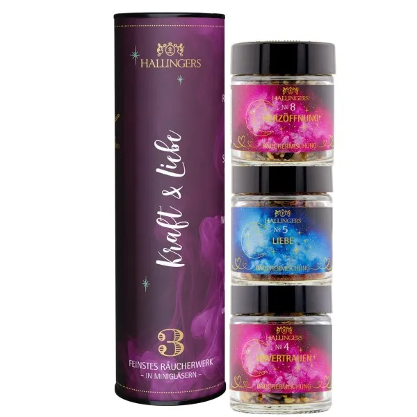Kraft & Liebe (sinnliches Mitbringsel Urvertrauen Liebe & Herzöffnung) - Räucherwerk-Set, zum Räuchern Geschenkbox