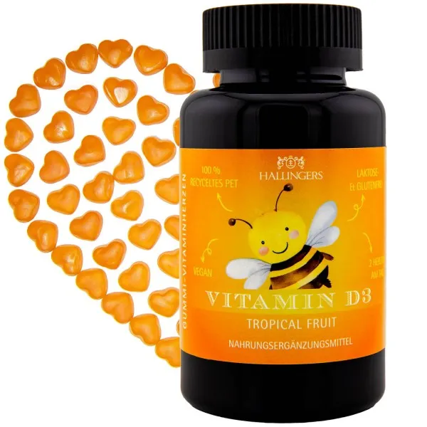 Vitamin D3, Biene - Immunsystem Gummies, 60 vegane Vitaminherzen