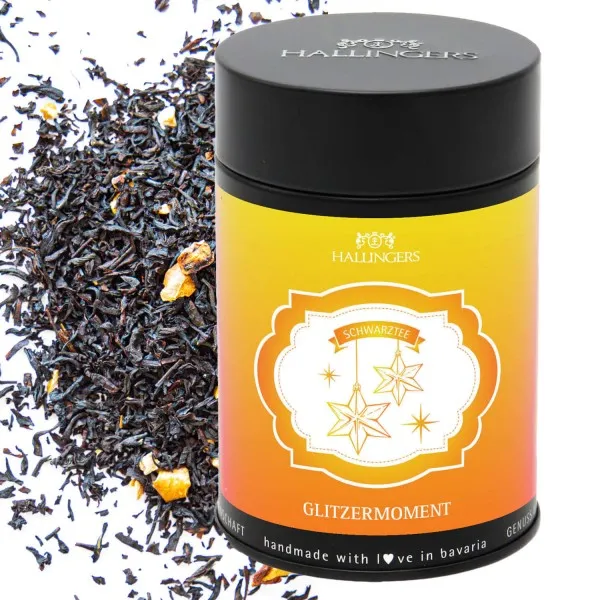 Glitzermoment (mit Orange, Haselnuss & Apfel) - Schwarzer Tee, loser Tee Geschenkdose
