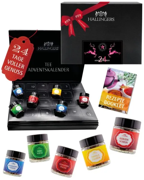 Adventskalender Pinke Elche - Tee-Set, 24x loser Tee Geschenkbox
