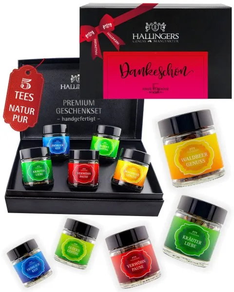 Dankeschön - Tee-Set, 5x loser Tee Geschenkbox
