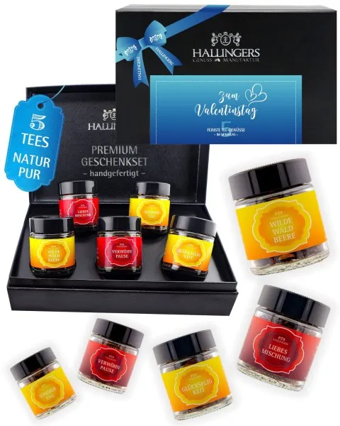 Zum Valentinstag Blue - Tee-Set, 5x loser Tee Geschenkbox