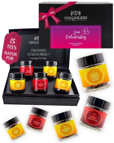 Zum Valentinstag - Tee-Set, 5x loser Tee Geschenkbox