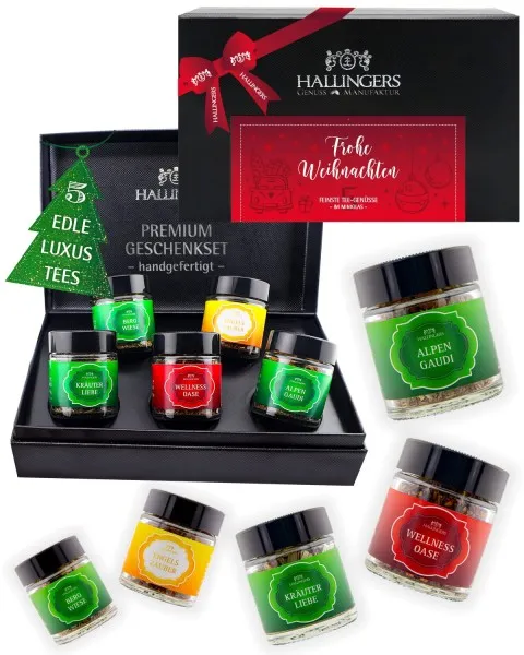 Frohe Weihnachten Red Christmas - Tee-Set, 5x loser Tee Geschenkbox