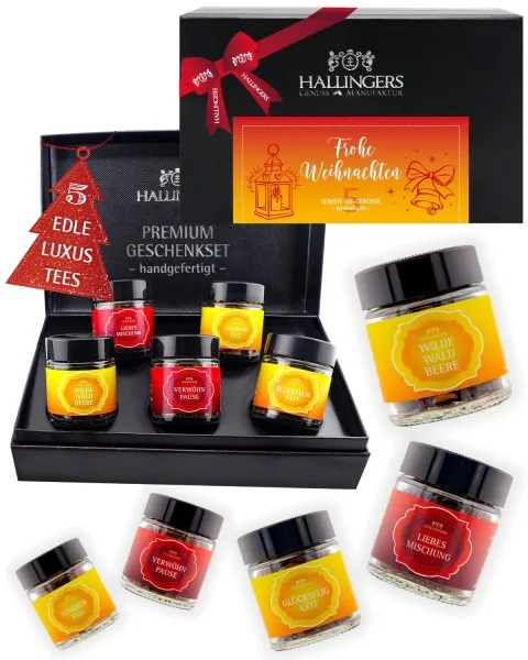 Frohe Weihnachten Orange Christmas - Tee-Set, 5x loser Tee Geschenkbox